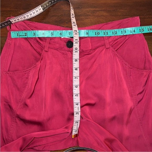 Emporio Armani High Rise Wide Leg Satin Trousers in Red - Picture 11 of 16